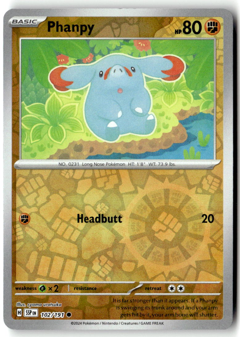 Front of Phanpy 102/191 from Surging Sparks