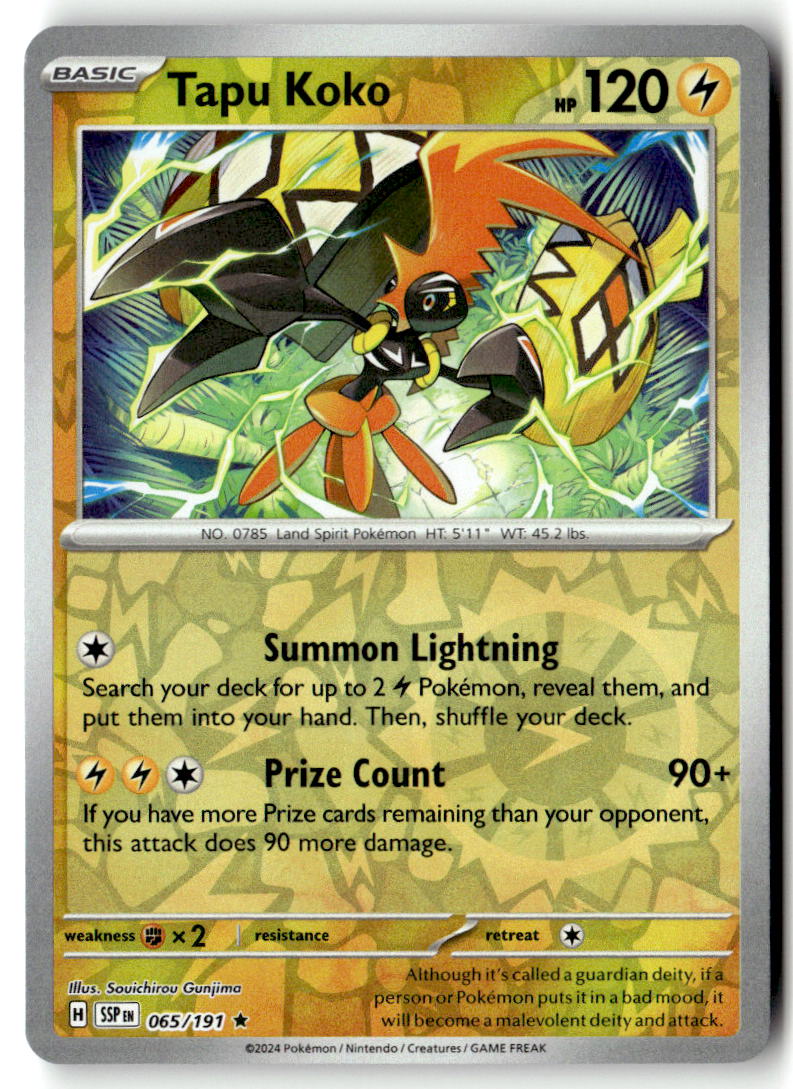 Front of Tapu Koko 065/191 from Surging Sparks