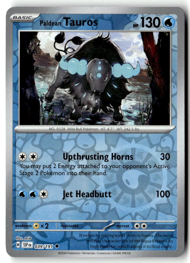 Front of Paldean Tauros 039/191 from Surging Sparks