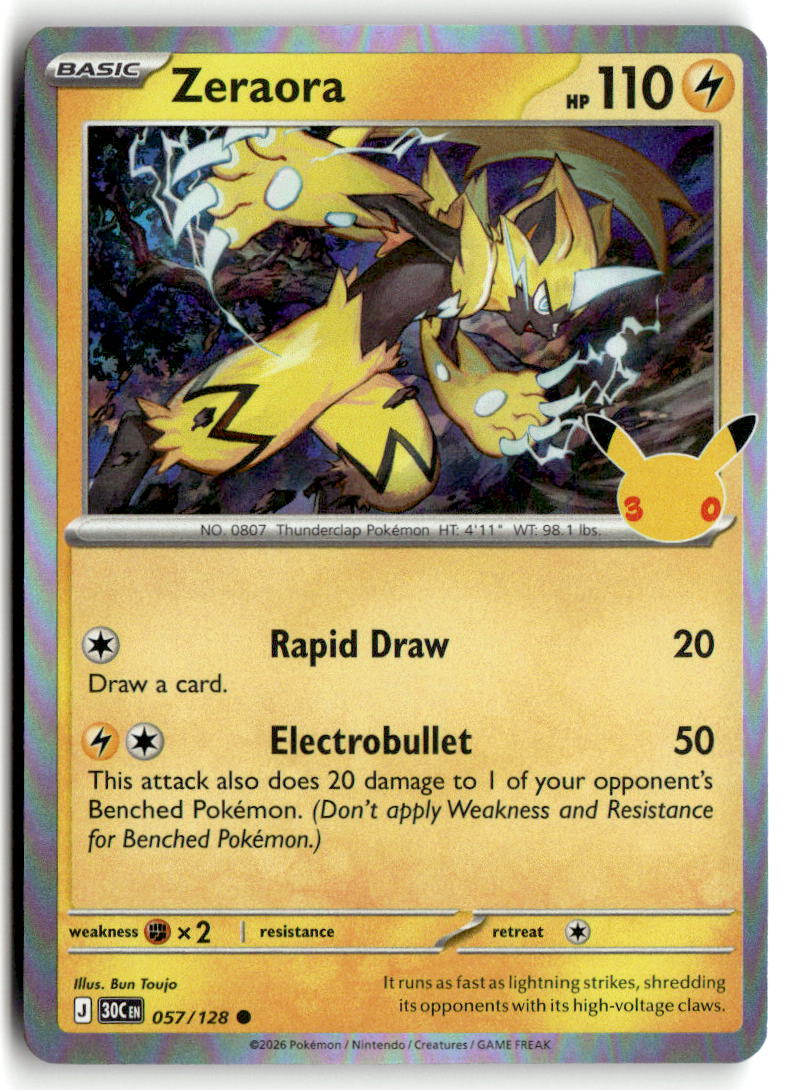Front of Zeraora 52/181 from 30th Celebration