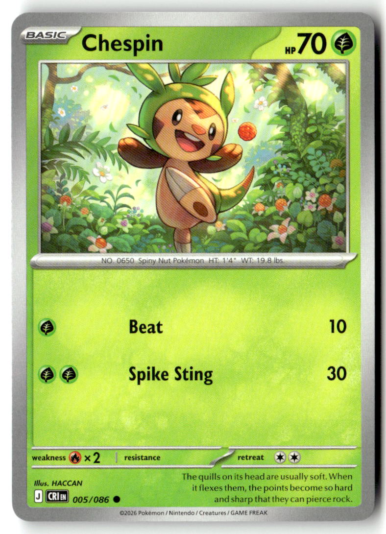 Front of Chespin 005/086 from Chaos Rising