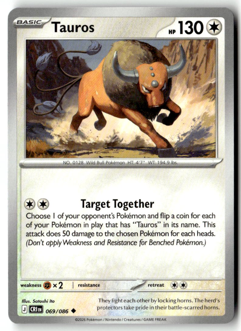 Front of Tauros 069/086 from Chaos Rising