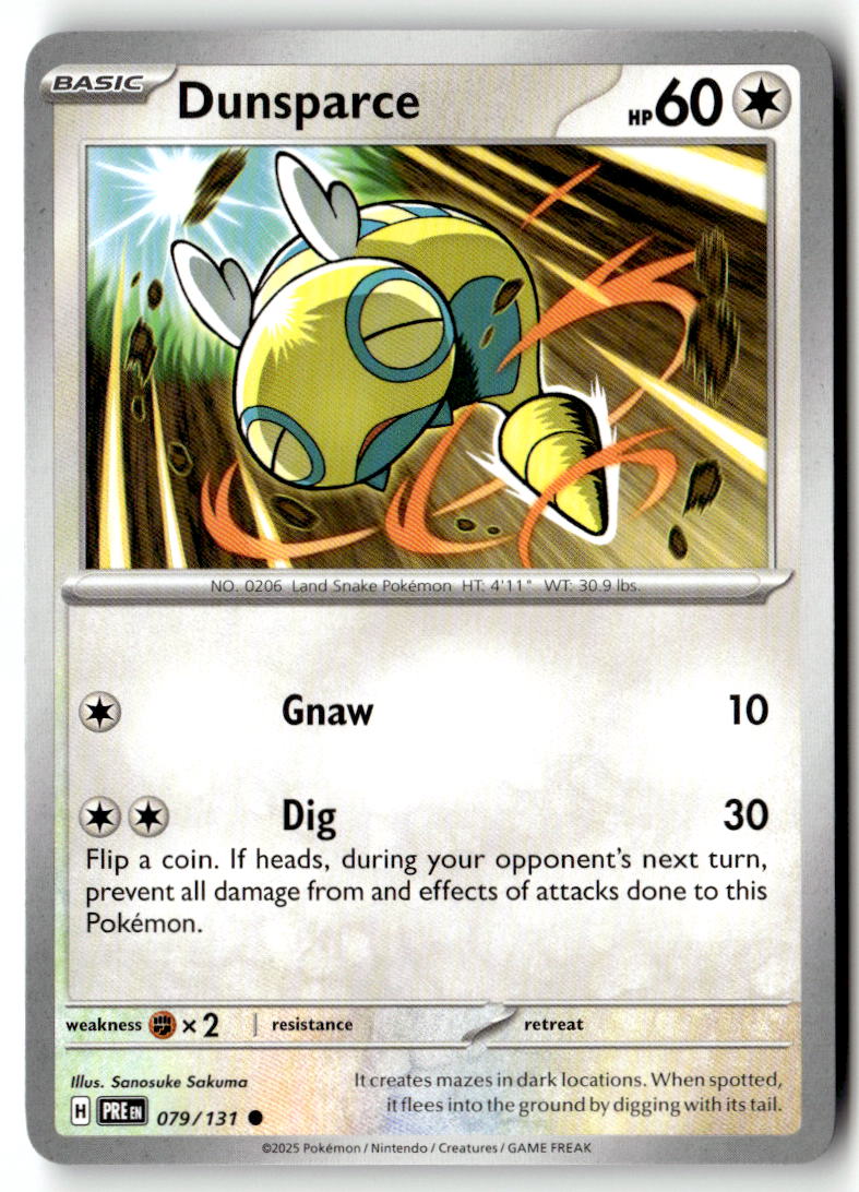 Front of Dunsparce 079/131 from Prismatic Evolutions