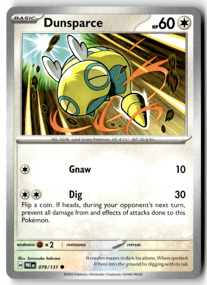 Front of Dunsparce 079/131 from Prismatic Evolutions