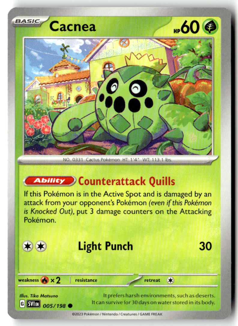 Front of Cacnea 005/198 from Scarlet & Violet Base Set