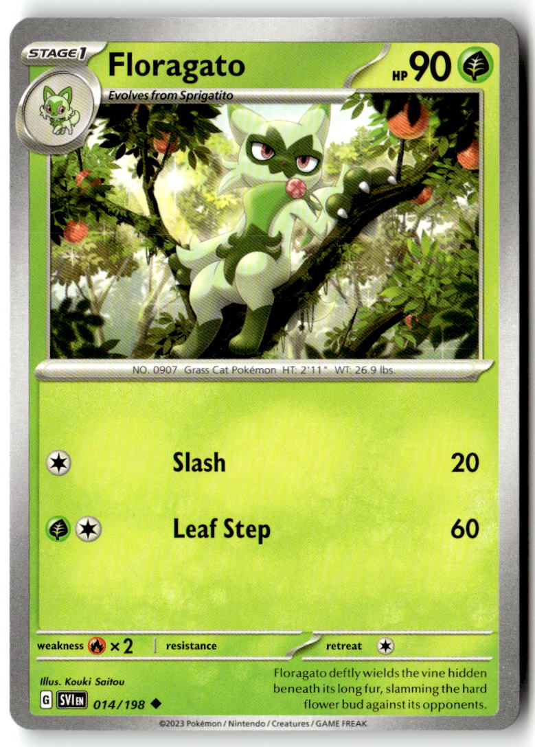 Front of Floragato 014/198 from Scarlet & Violet Base Set