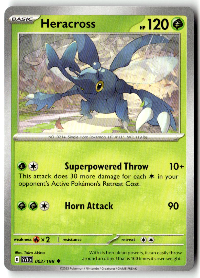 Front of Heracross 002/198 from Scarlet & Violet Base Set