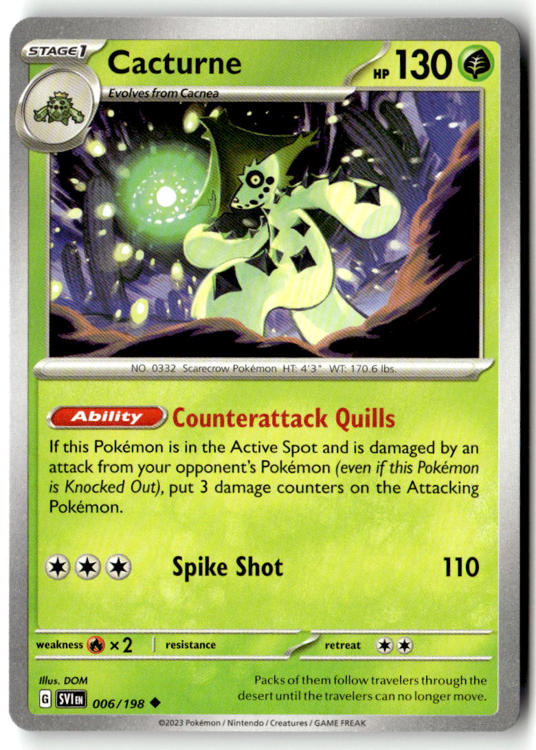 Front of Cacturne 006/198 from Scarlet & Violet Base Set