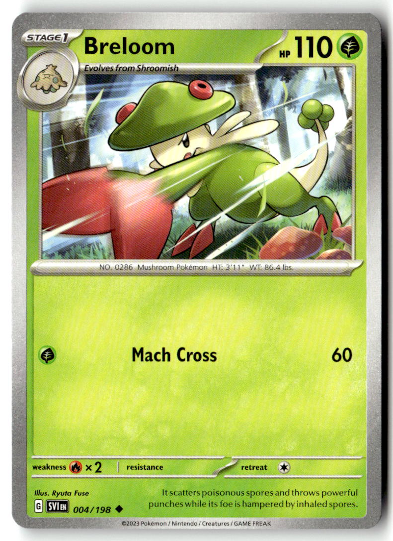 Front of Breloom 004/198 from Scarlet & Violet Base Set