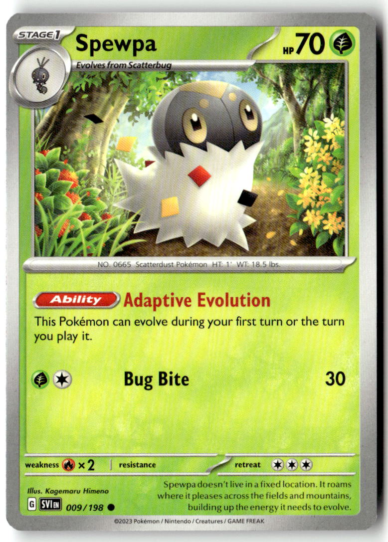 Front of Spewpa 009/198 from Scarlet & Violet Base Set