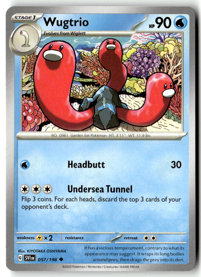 Front of Wugtrio 057/198 from Scarlet & Violet Base Set