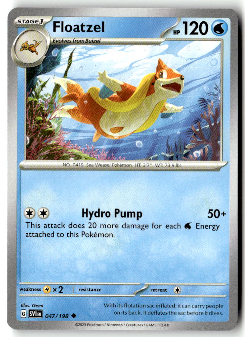 Front of Floatzel 047/198 from Scarlet & Violet Base Set