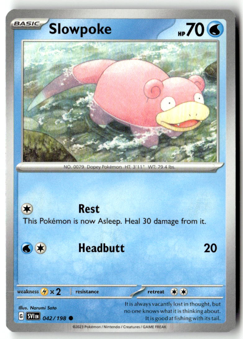Front of Slowpoke 042/198 from Scarlet & Violet Base Set