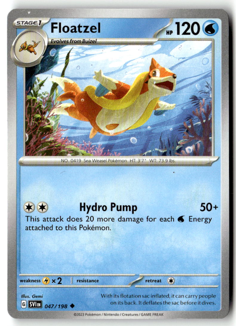 Front of Floatzel 047/198 from Scarlet & Violet Base Set