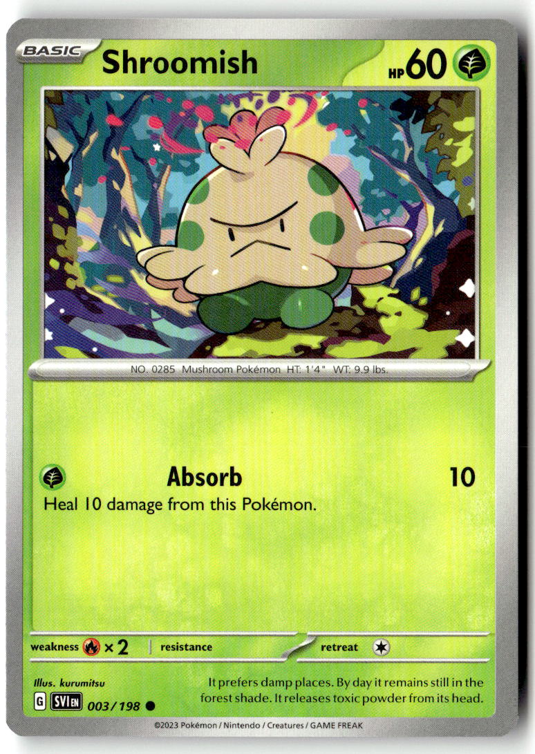 Front of Shroomish 003/198 from Scarlet & Violet Base Set