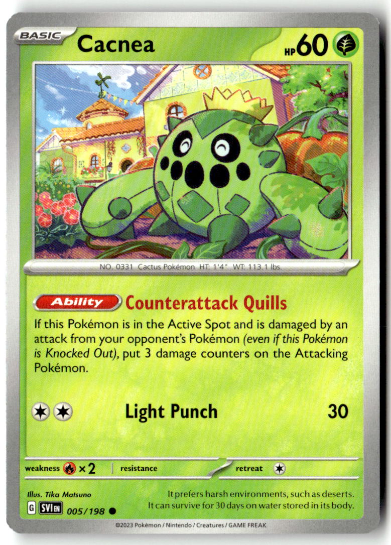 Front of Cacnea 005/198 from Scarlet & Violet Base Set
