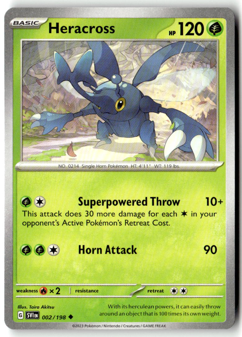 Front of Heracross 002/198 from Scarlet & Violet Base Set