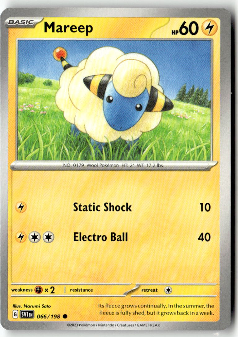 Front of Mareep 066/198 from Scarlet & Violet Base Set