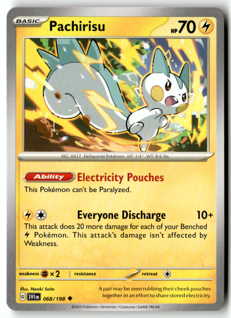 Front of Pachirisu 068/198 from Scarlet & Violet Base Set