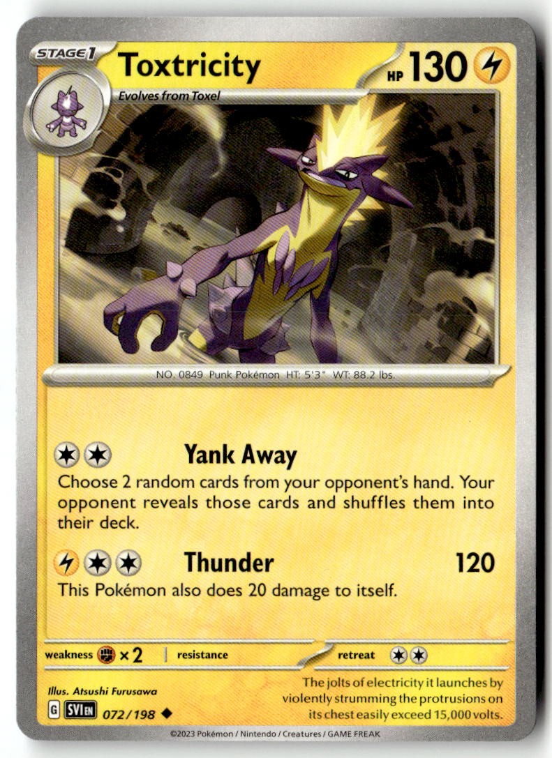 Front of Toxtricity 072/198 from Scarlet & Violet Base Set