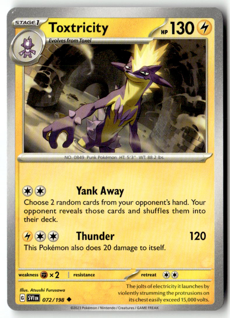 Front of Toxtricity 072/198 from Scarlet & Violet Base Set