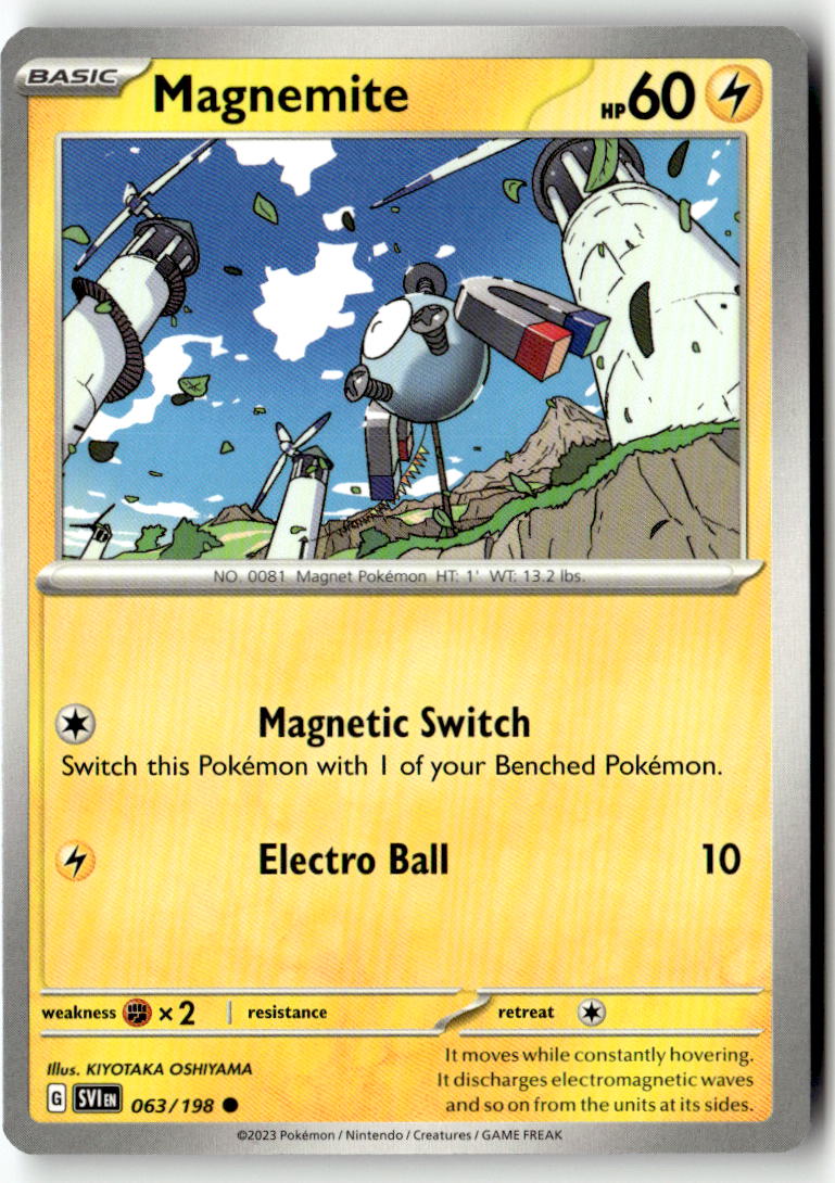 Front of Magnemite 063/198 from Scarlet & Violet Base Set