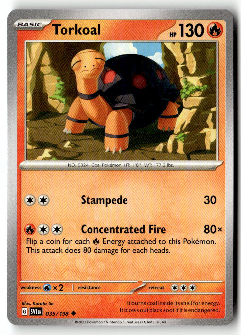 Front of Torkoal 035/198 from Scarlet & Violet Base Set
