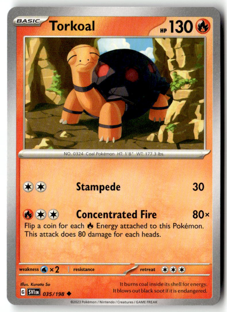 Front of Torkoal 035/198 from Scarlet & Violet Base Set