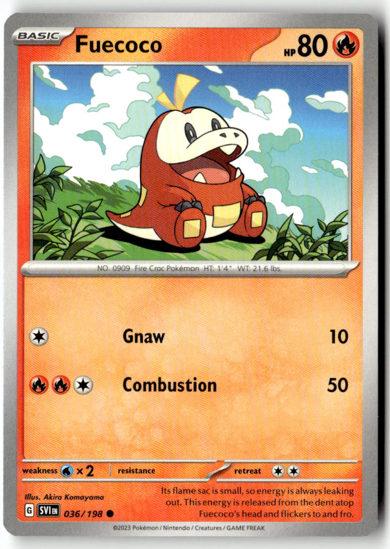 Front of Fuecoco 036/198 from Scarlet & Violet Base Set