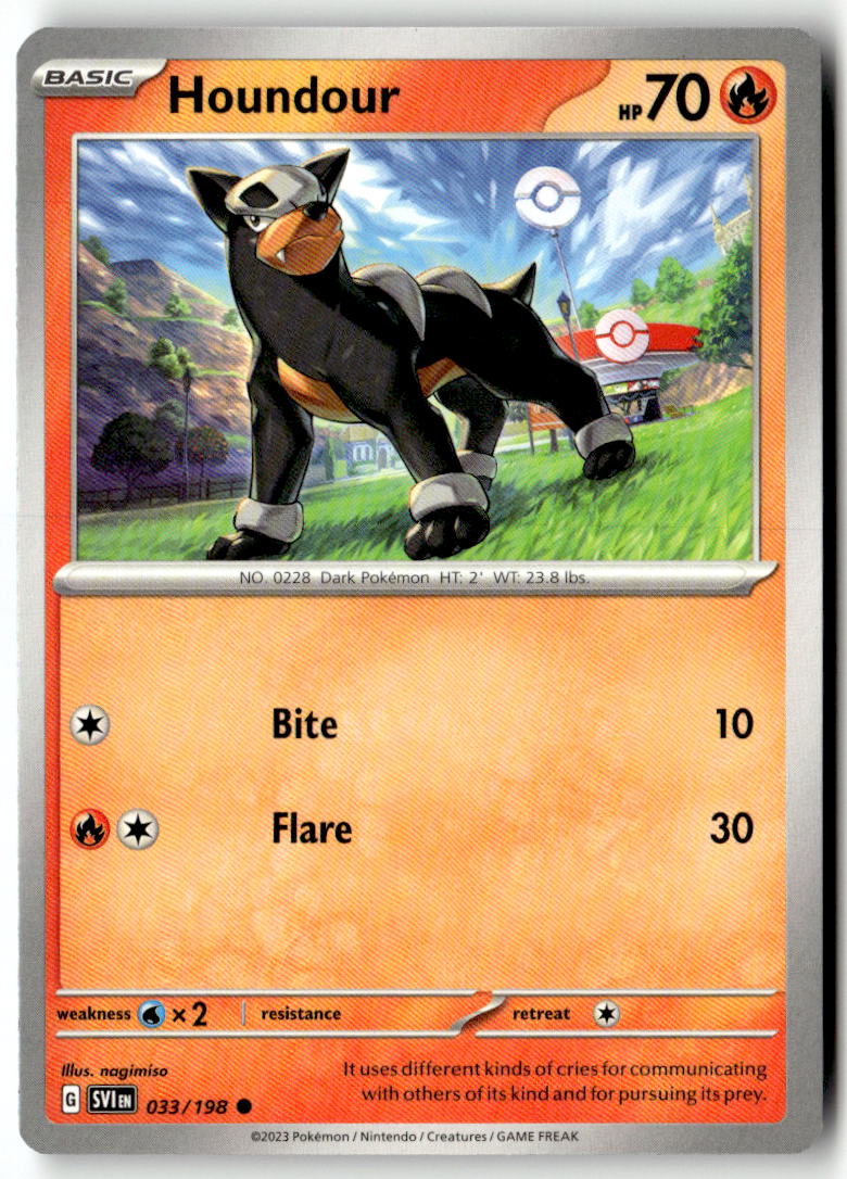 Front of Houndour 033/198 from Scarlet & Violet Base Set