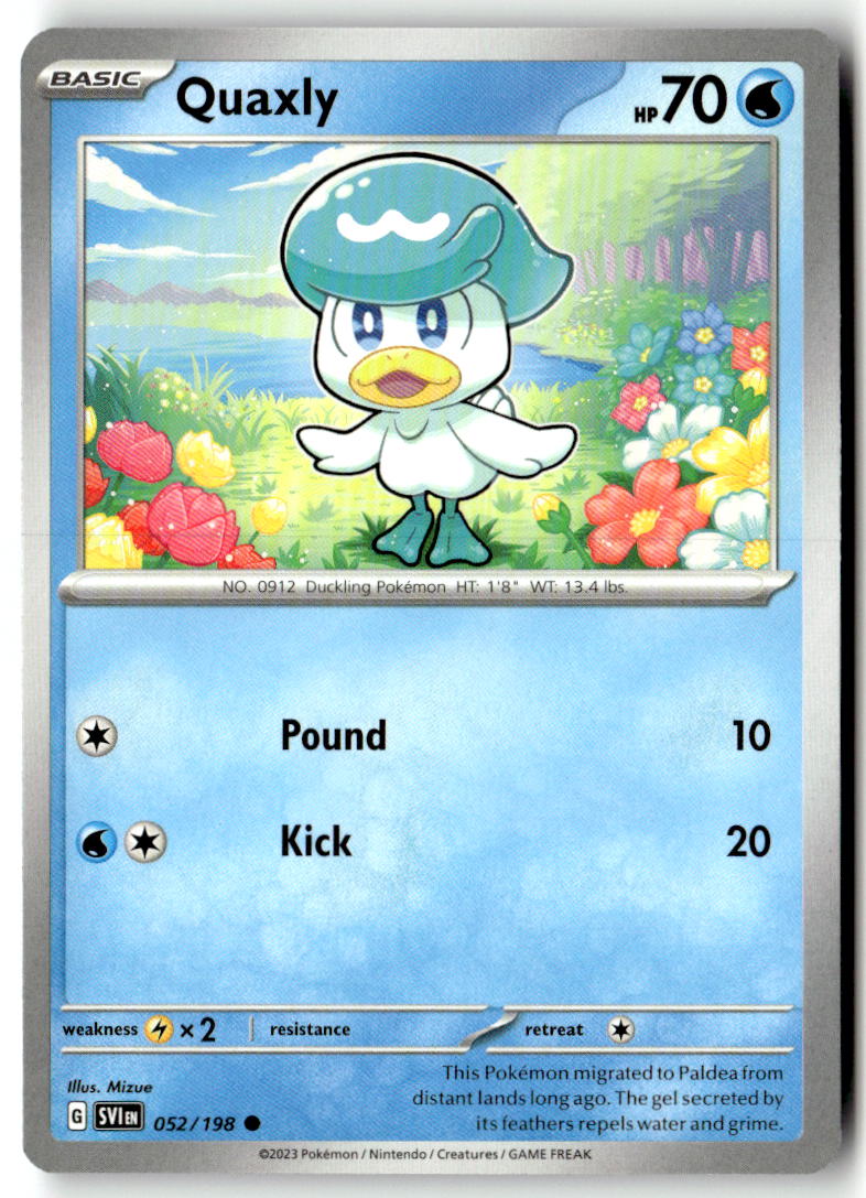 Front of Quaxly 052/198 from Scarlet & Violet Base Set