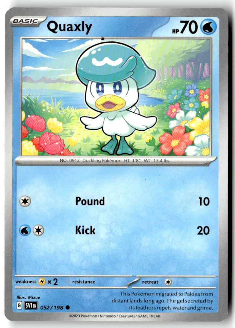 Front of Quaxly 052/198 from Scarlet & Violet Base Set