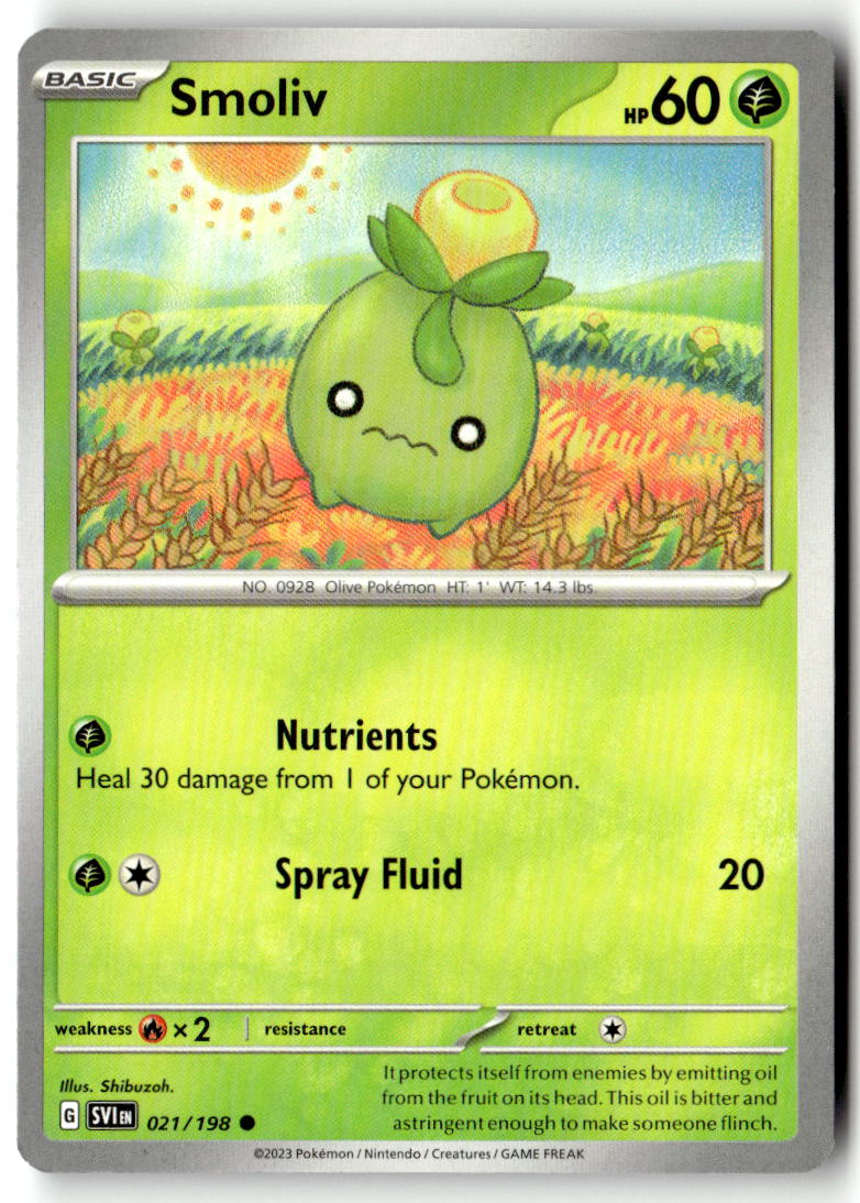 Front of Smoliv 021/198 from Scarlet & Violet Base Set