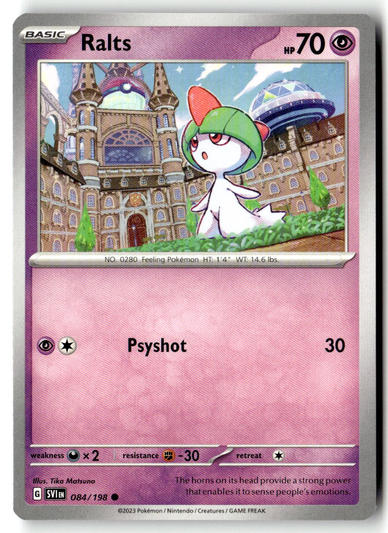 Front of Ralts 084/198 from Scarlet & Violet Base Set
