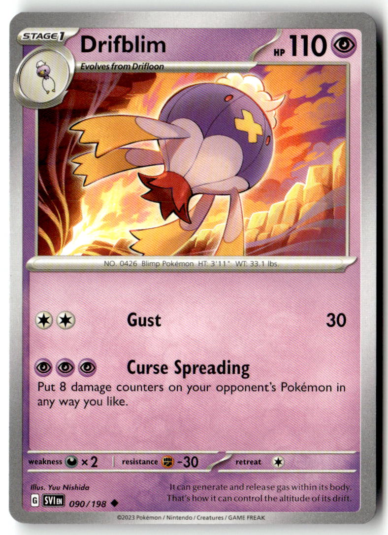 Front of Drifblim 090/198 from Scarlet & Violet Base Set