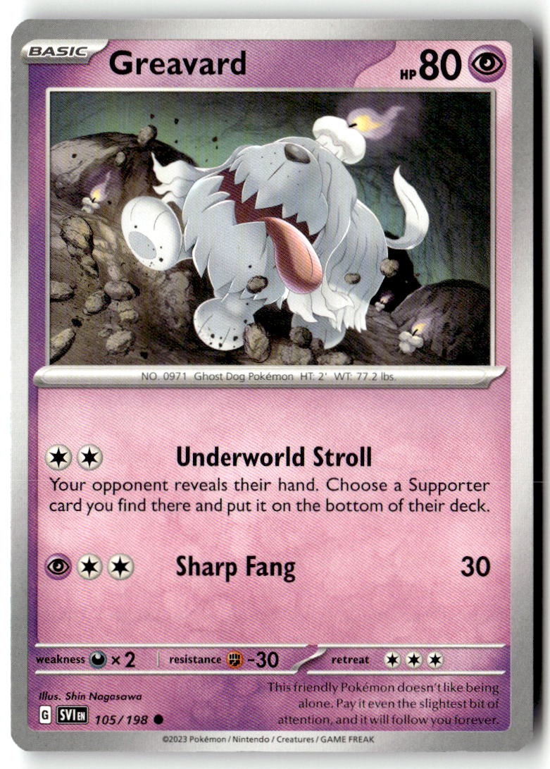 Front of Greavard 105/198 from Scarlet & Violet Base Set