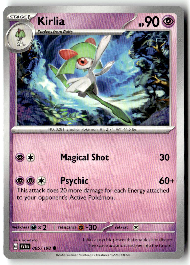Front of Kirlia 085/198 from Scarlet & Violet Base Set