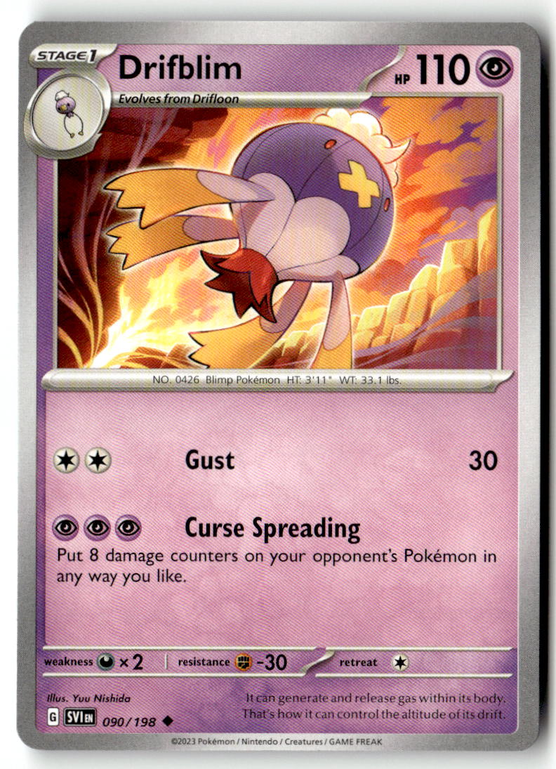 Front of Drifblim 090/198 from Scarlet & Violet Base Set