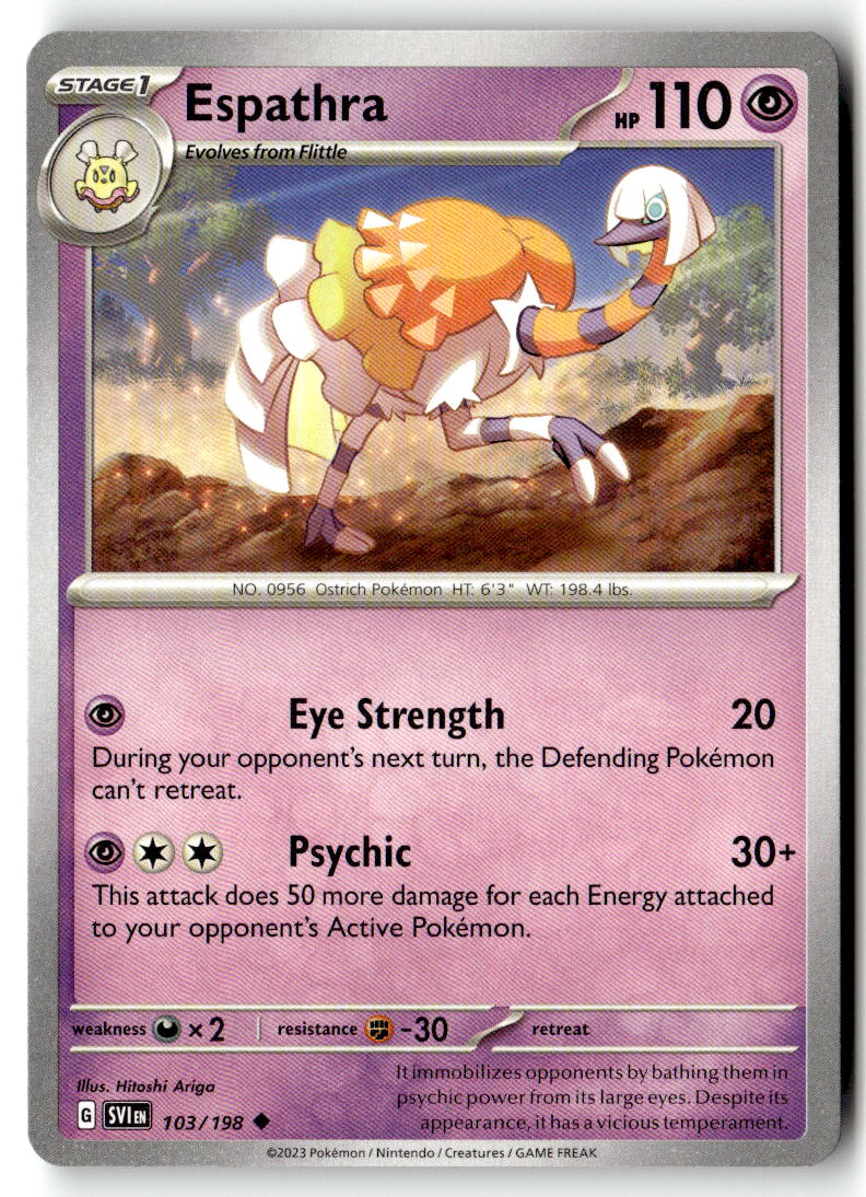 Front of Espathra 103/198 from Scarlet & Violet Base Set