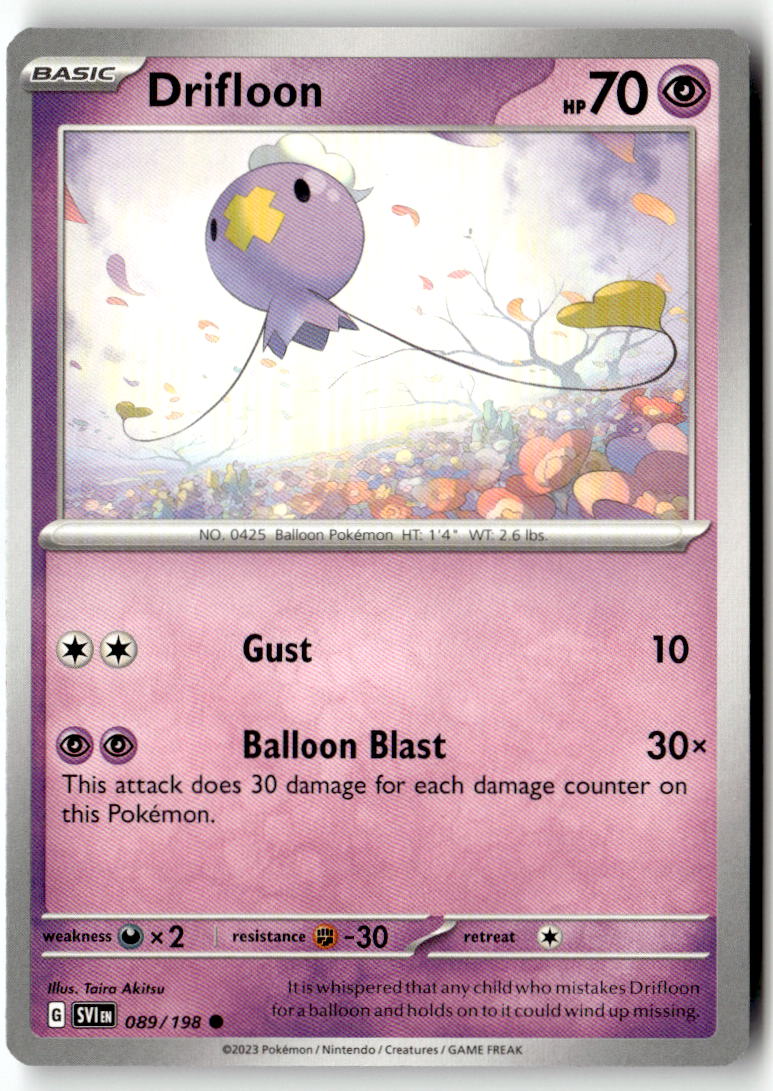 Front of Drifloon 089/198 from Scarlet & Violet Base Set