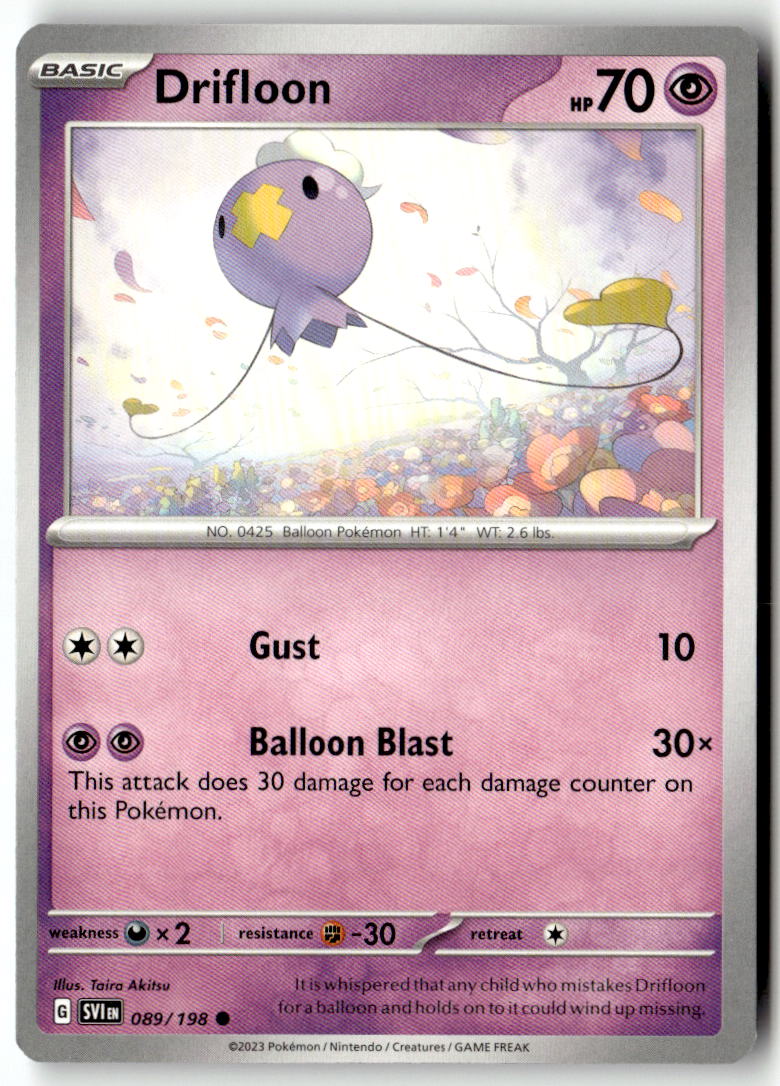 Front of Drifloon 089/198 from Scarlet & Violet Base Set