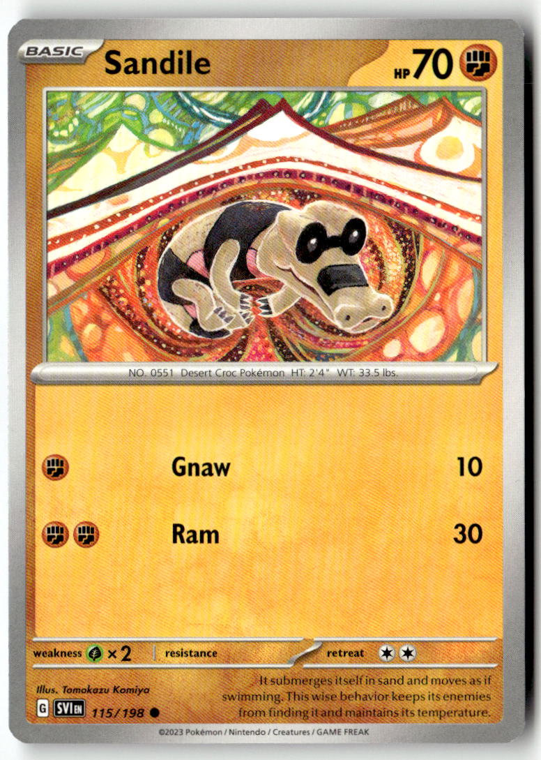 Front of Sandile 115/198 from Scarlet & Violet Base Set