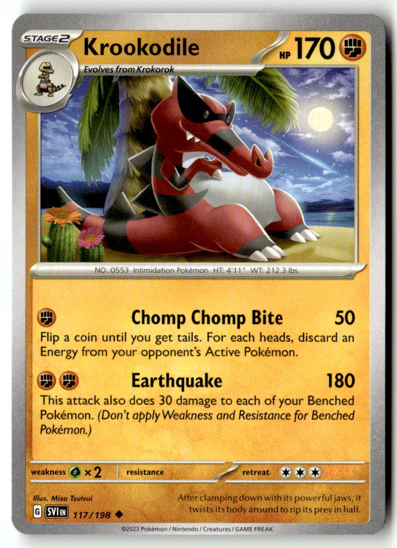 Front of Krookodile 117/198 from Scarlet & Violet Base Set