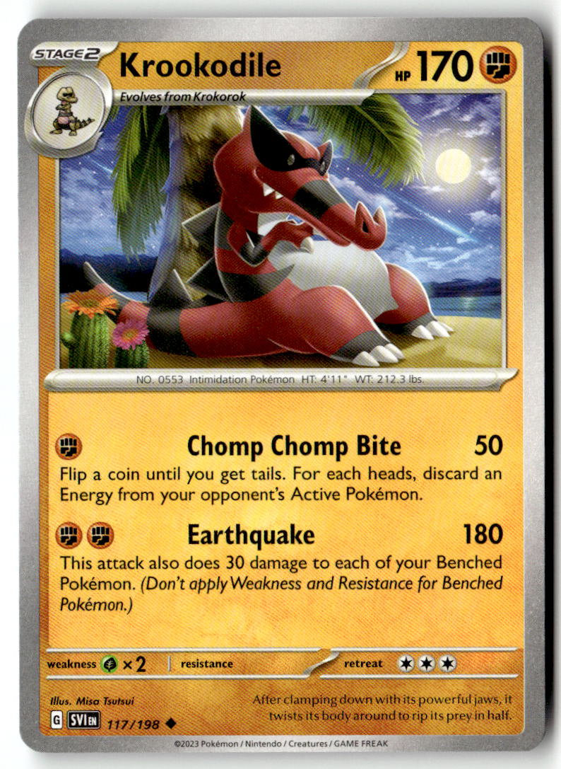 Front of Krookodile 117/198 from Scarlet & Violet Base Set