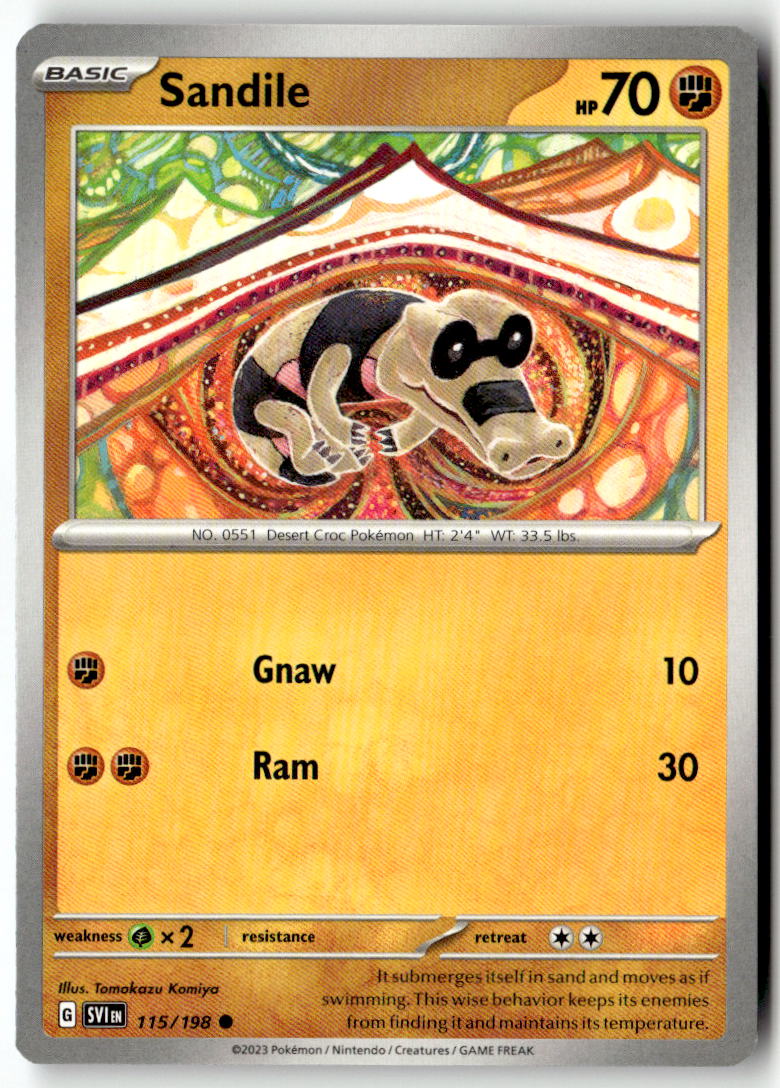 Front of Sandile 115/198 from Scarlet & Violet Base Set
