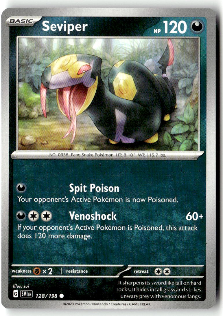 Front of Seviper 128/198 from Scarlet & Violet Base Set