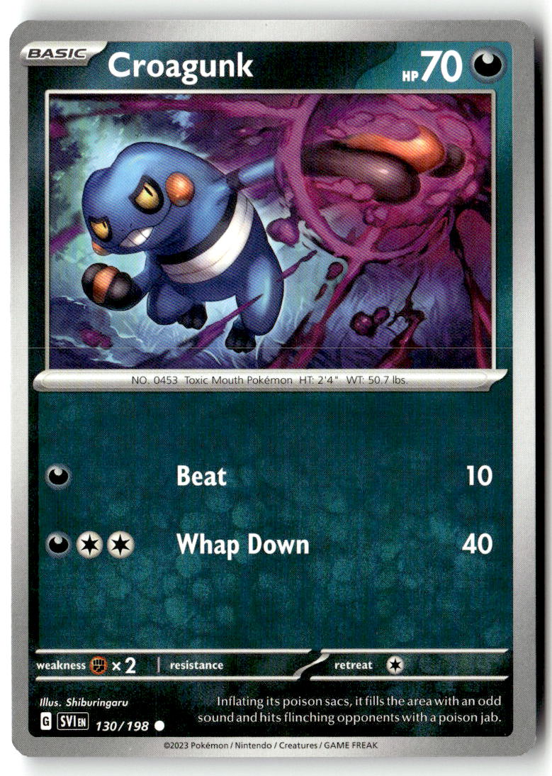 Front of Croagunk 130/198 from Scarlet & Violet Base Set