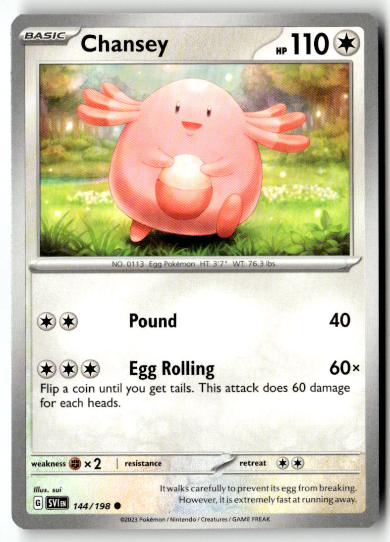 Front of Chansey 144/198 from Scarlet & Violet Base Set