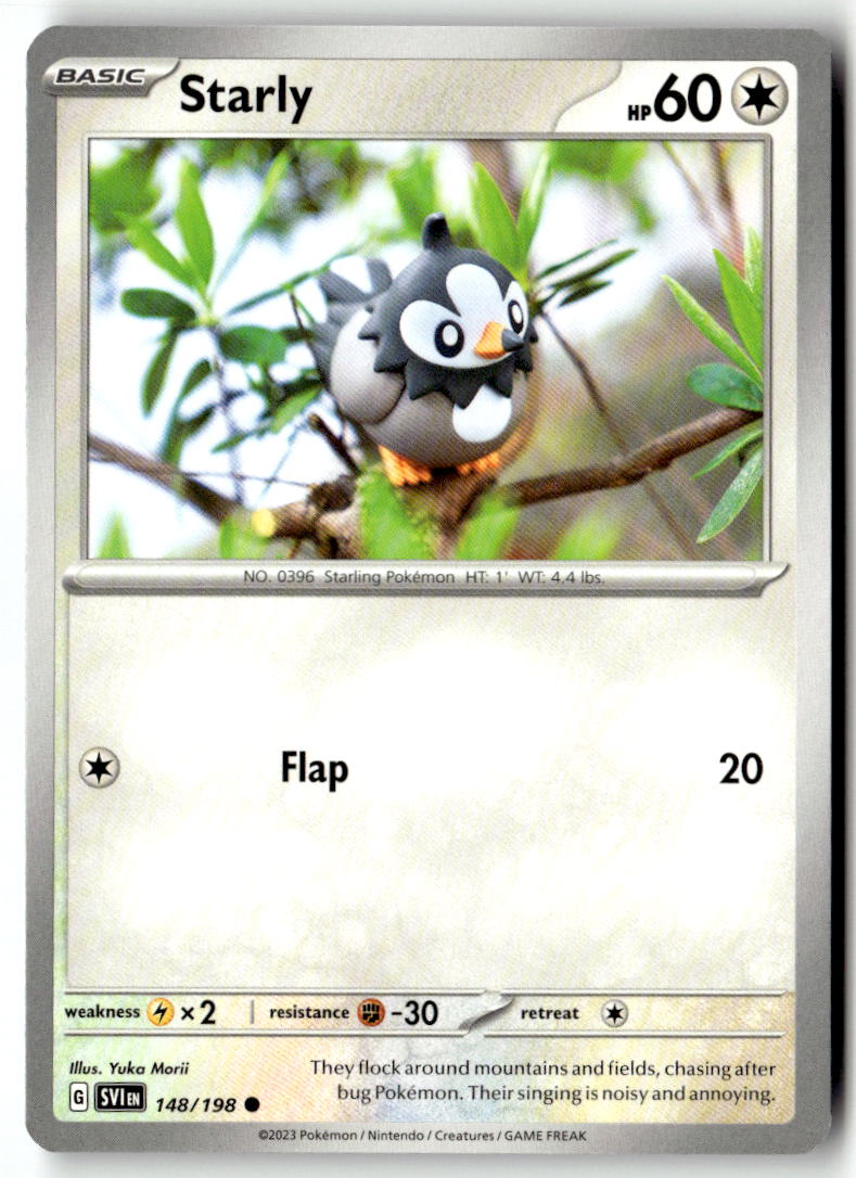 Front of Starly 148/198 from Scarlet & Violet Base Set