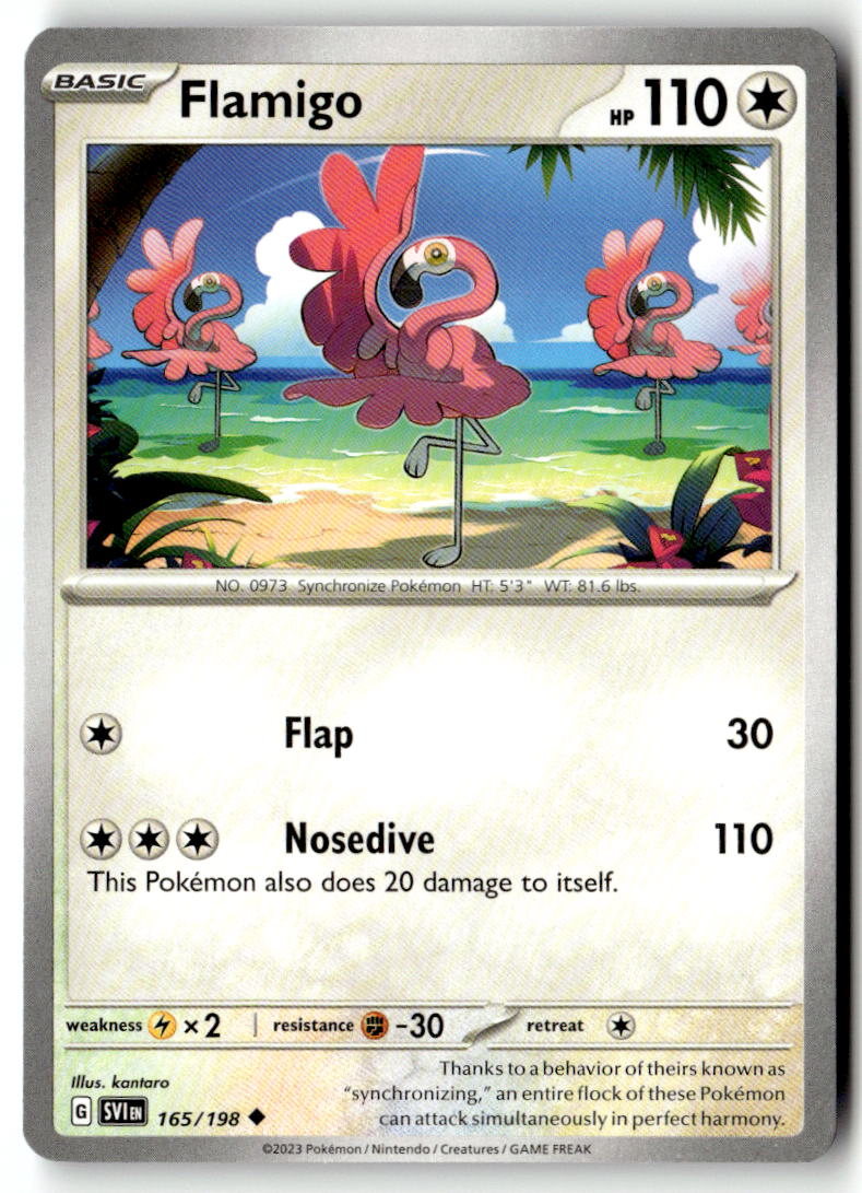 Front of Flamigo 165/198 from Scarlet & Violet Base Set